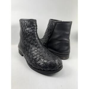 Woven Leather Ankle Boots Black US 7.5 EU 38 Intrecciato Quiet Luxury B&Co